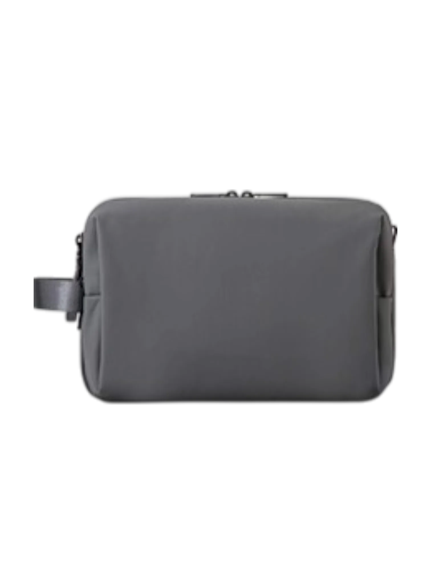 Trousse de toilette pratique multi compartiments avec pochettes et elastiques internes en tissu gris souple pour voyage et usage quotidien