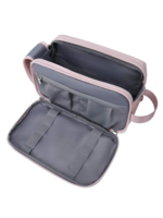 Trousse de toilette pratique multi compartiments avec pochettes et elastiques internes femme rose gris organiseur cosmetique Trousse de toilette pratique multi compartiments avec pochettes et elastiques internes femme rose gris organiseur cosmetique