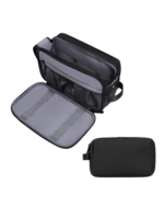 Trousse de toilette pratique multi compartiments avec pochettes et élastiques internes pour organiser décorations de bain et essentiels de voyage