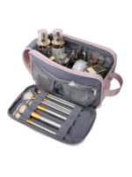 Trousse de toilette pratique multi compartiments avec pochettes et elastiques internes pour soins beaute maquillage et accessoires