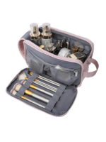 Pratico beauty case a più scomparti con taschine e elastici interni per prodotti di bellezza, trucco e accessori Pratico beauty case a più scomparti con taschine e elastici interni per prodotti di bellezza, trucco e accessori