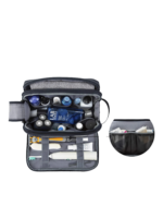 Trousse de toilette pratique multi compartiments avec pochettes et élastiques internes pour soins personnels et cosmétiques durable et organisé