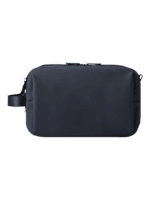 Prática bolsa de higiene com vários compartimentos, bolsos e elásticos internos para viagem, em neoprene preto Prática bolsa de higiene com vários compartimentos, bolsos e elásticos internos para viagem, em neoprene preto