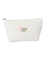 Trousse de toilette et maquillage femme matelassée avec ourson blanc et douceur pour soins de beauté étui perlé Trousse de toilette et maquillage femme matelassée avec ourson blanc et douceur pour soins de beauté étui perlé