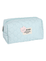 Trousse de toilette et maquillage femme matelassée avec ourson couleur bleu motifs quiltés pratique pour voyage et maquillage