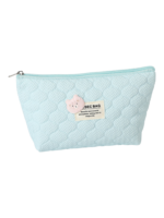 Trousse de toilette et maquillage femme matelassée avec ourson couleur bleu pastel style mignon souple et pratique