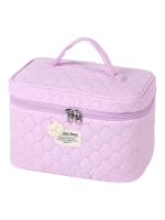 Trousse de toilette et maquillage femme matelassée avec ourson couleur violet souple pour voyages et rangement Trousse de toilette et maquillage femme matelassée avec ourson couleur violet souple pour voyages et rangement