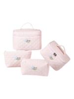 Trousse de toilette et maquillage femme matelassée avec ourson couleurs douces quatre tailles pratiques usage quotidien