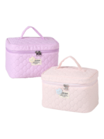 Trousse de toilette et maquillage femme matelassée avec ourson plusieurs coloris en rose et violet avec poignées compactes