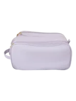 Trousse de toilette et maquillage grande ouverture pour femme avec compartiments en couleur blanche et douceur texture