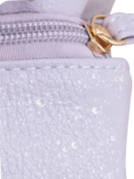 Trousse de toilette et maquillage grande ouverture pour femme avec compartiments en cuir imperméable violet avec zip doré