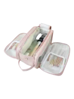 Trousse de toilette et maquillage grande ouverture pour femme avec compartiments pink organizer essentials cosmetics creative storage Trousse de toilette et maquillage grande ouverture pour femme avec compartiments pink organizer essentials cosmetics creative storage