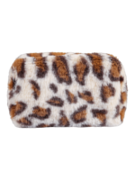 Trousse de toilette et maquillage léopard en fausse fourrure douce et design d accessoires de beauté pour femme à emporter Trousse de toilette et maquillage léopard en fausse fourrure douce et design d accessoires de beauté pour femme à emporter