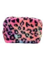 Trousse de toilette et maquillage léopard en fausse fourrure fluffy multicolore pour femme accessoire de beauté mode Trousse de toilette et maquillage léopard en fausse fourrure fluffy multicolore pour femme accessoire de beauté mode