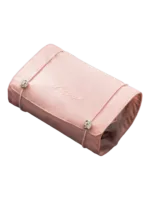 Trousse de toilette et maquillage repliable à suspendre avec pochettes transparentes détachables couleur rose portable multifonctionnelle