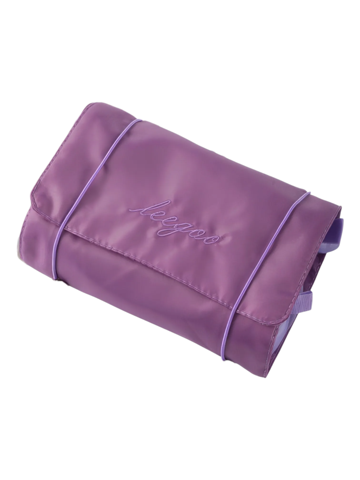 Trousse de toilette et maquillage repliable à suspendre avec pochettes transparentes détachables en tissu doux couleur violet 5 pochettes organisation