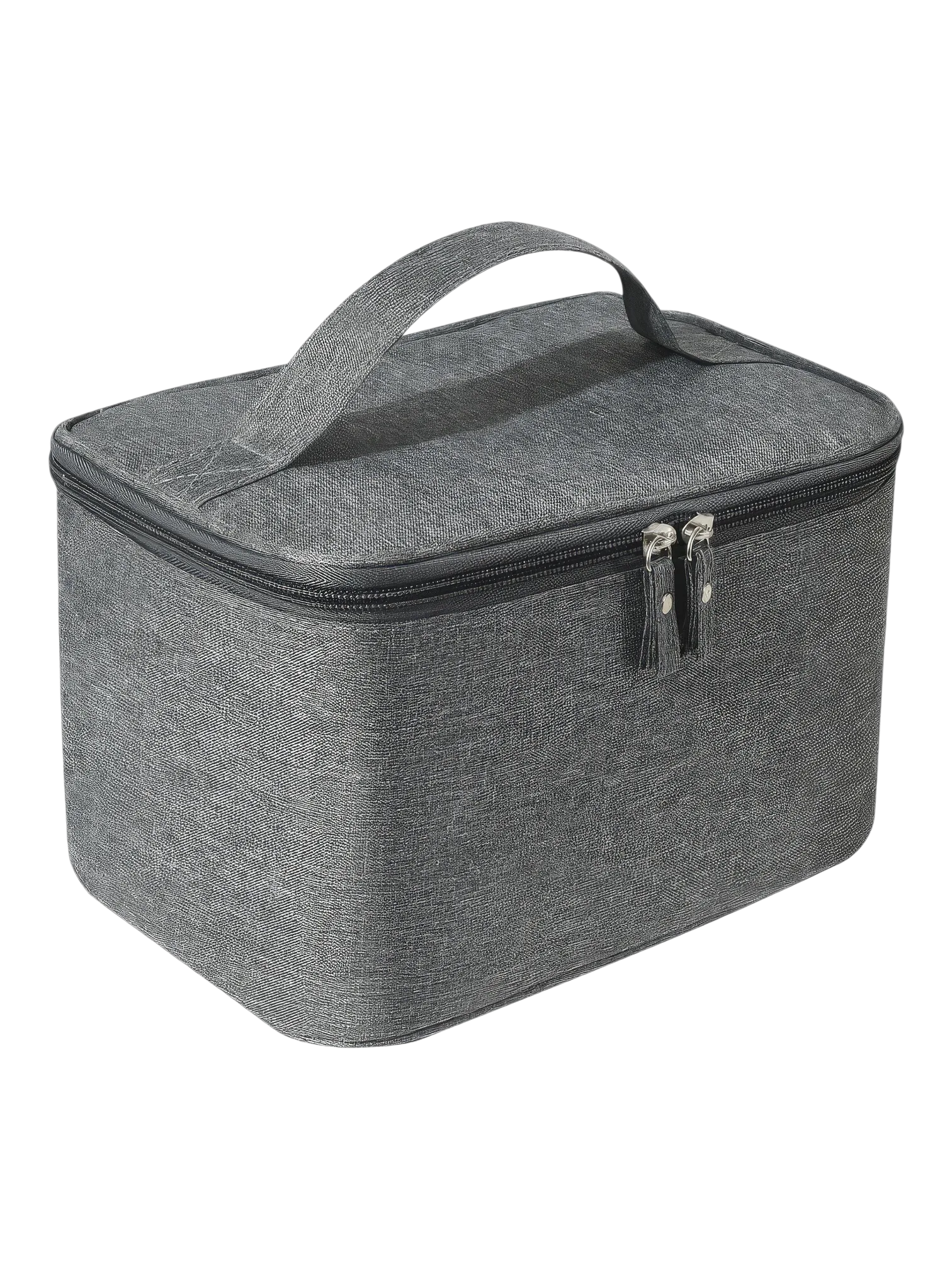 Vanity de toilette homme grande ouverture avec poign e coffre gris pratique pour accessoires de soin avec zip et poign e
