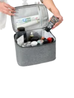Vanity de toilette homme grande ouverture avec poign e gris organisation des soins hommes pratique et spacieux