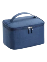 Vanity de toilette homme grande ouverture avec poignée sac de rangement bleu texture en tissu zipper haut accessoires personnels