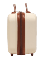 Vanity de voyage rigide pour femme avec poignée et sangle trolley couleur crème et brun compacte et élégante avec zip durable