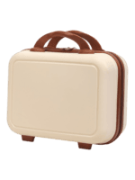 Vanity de voyage rigide pour femme avec poignée et sangle trolley couleur crème housse pratique pour voyages courts
