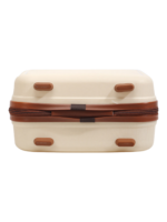 Vanity de voyage rigide pour femme avec poignée et sangle trolley haute qualité couleur crème design elegant compact 165l Vanity de voyage rigide pour femme avec poignée et sangle trolley haute qualité couleur crème design elegant compact 165l