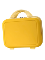 Vanity de voyage rigide pour femme jaune avec poignée et sangle trolley pratique et légère pour voyages Vanity de voyage rigide pour femme jaune avec poignée et sangle trolley pratique et légère pour voyages