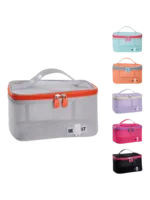 Vanity toilette maquillage en maille semi transparent pour femme en tissus élégant differentes couleurs de taille pratique pour voyage Vanity toilette maquillage en maille semi transparent pour femme en tissus élégant differentes couleurs de taille pratique pour voyage