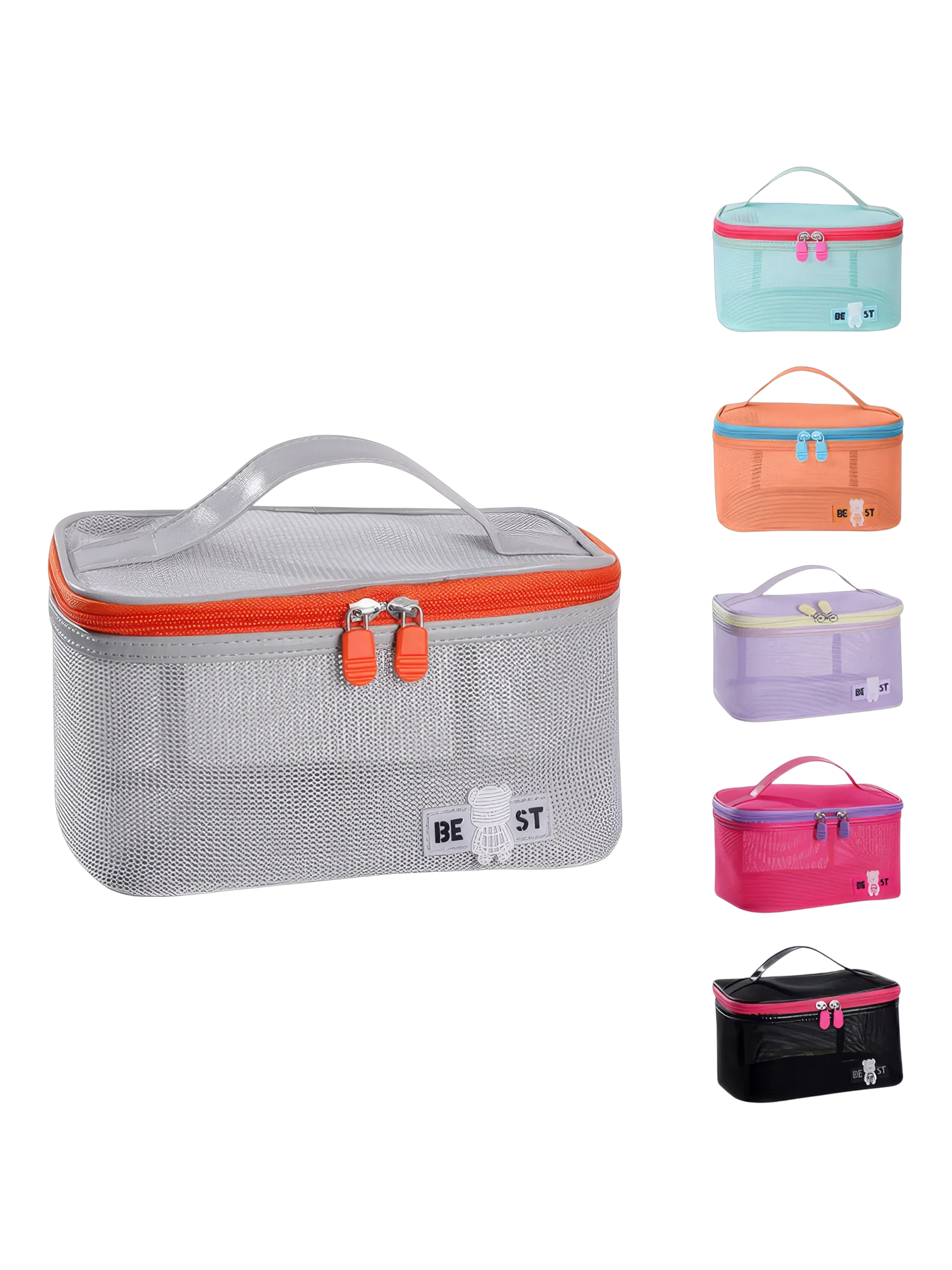 Vanity toilette maquillage en maille semi transparent pour femme en tissus élégant differentes couleurs de taille pratique pour voyage