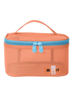 Vanity toilette maquillage en maille semi transparent pour femme organisateur de maquillage rose pêche avec poignée zipper