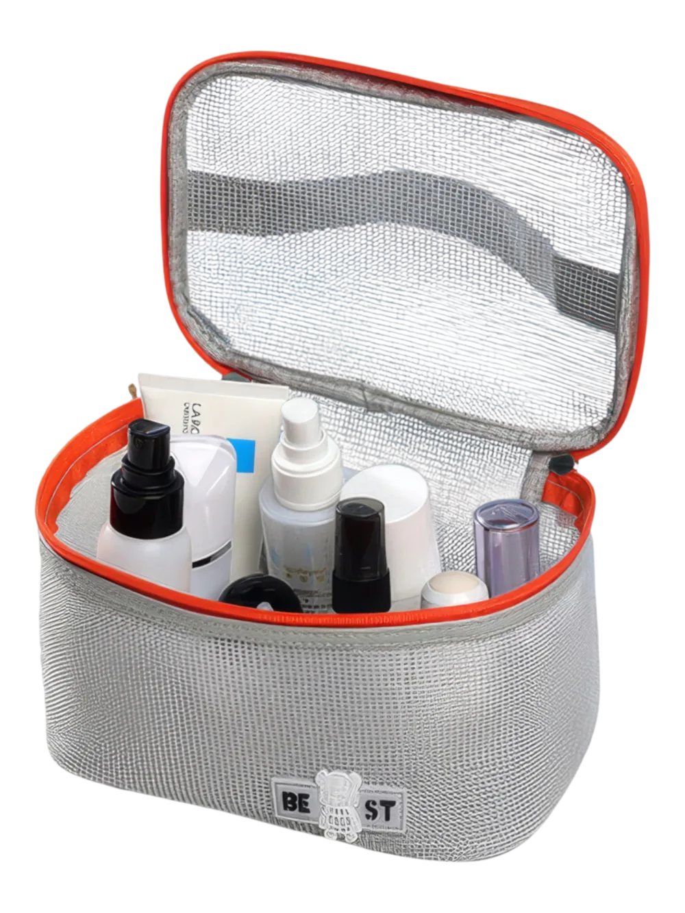 Vanity toilette maquillage en maille semi transparent pour femme sac de transport pour produits de beauté et accessoires Vanity toilette maquillage en maille semi transparent pour femme sac de transport pour produits de beauté et accessoires