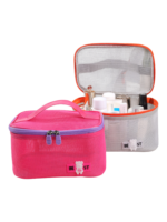 Vanity toilette maquillage en maille semi transparent pour femme sacs de rangement couleur rose et argent